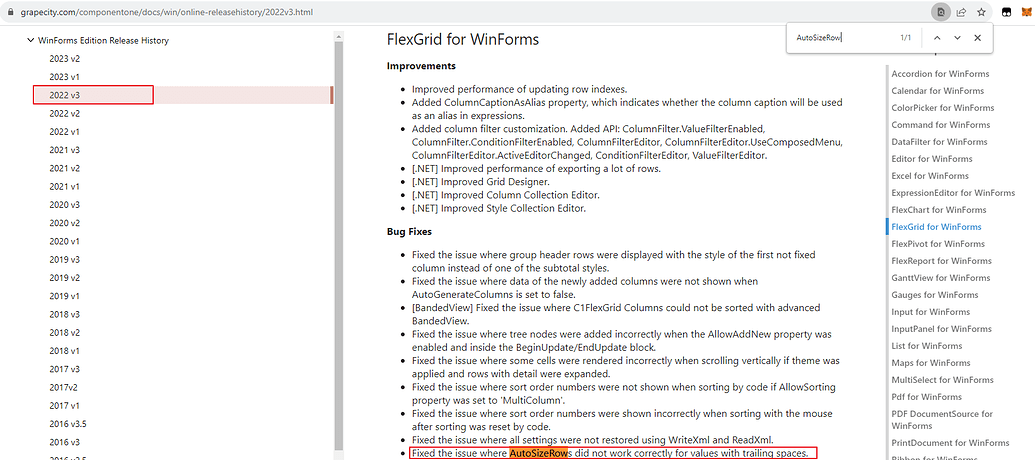 Bug fix for FlexGrid for WinForms | WinForms Edition | ComponentOne ...